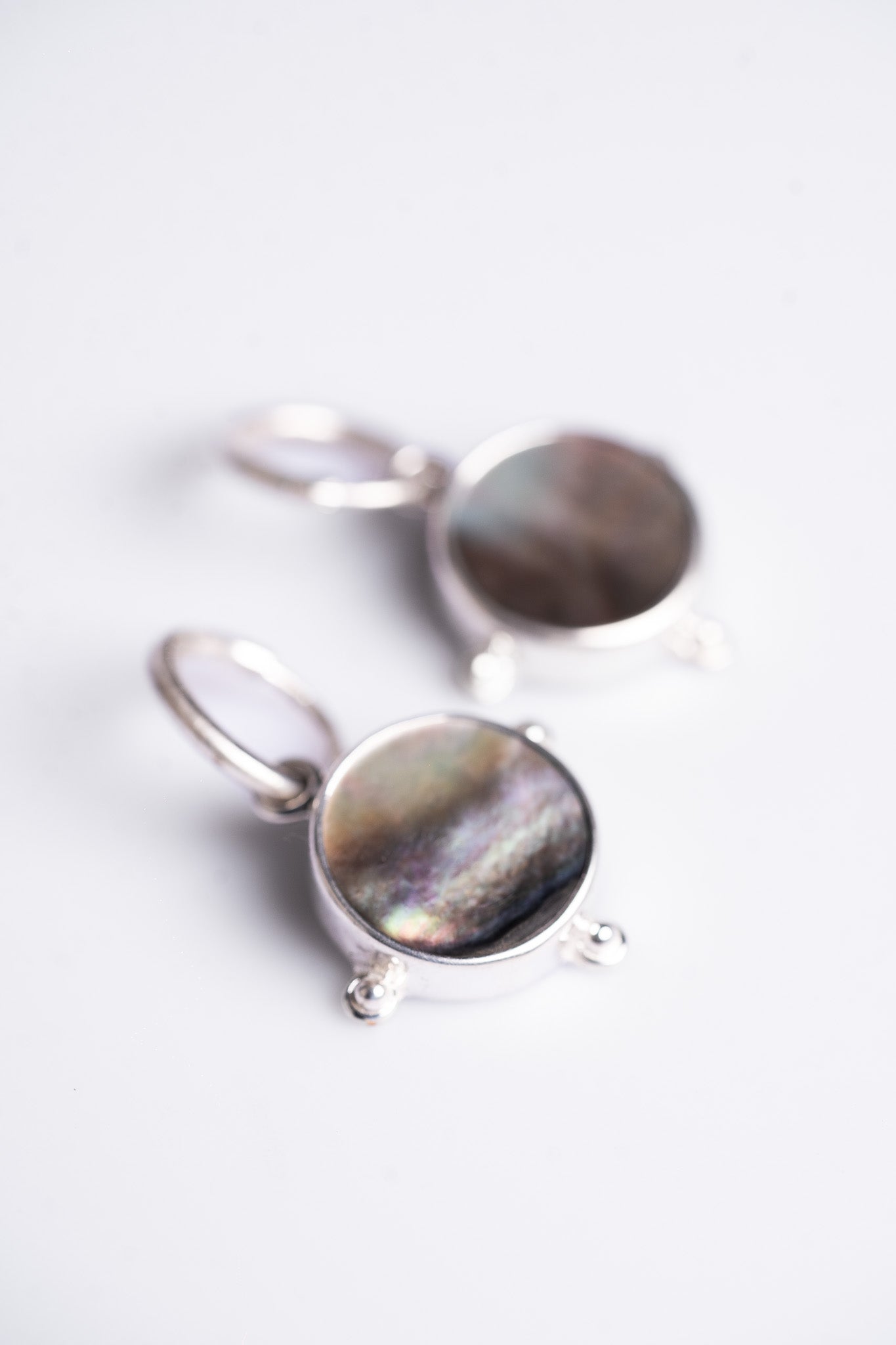 Round Black Mother Of Pearl Earrings