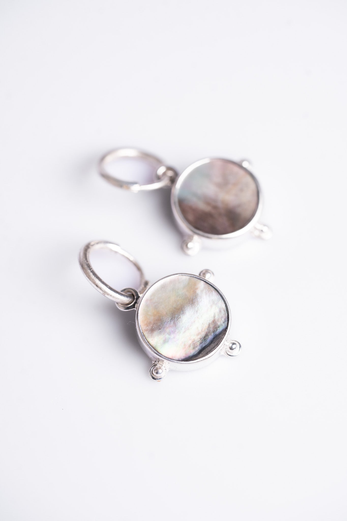 Round Black Mother Of Pearl Earrings